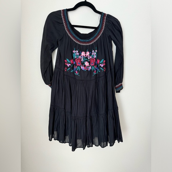 Free People Sunbeams Embroidered Off Shoulder Mini Dress Size Medium - Picture 4 of 8